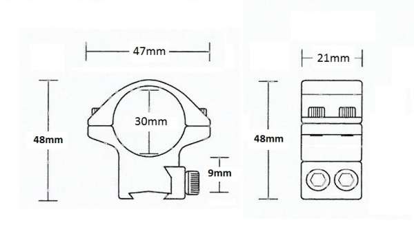 Matchmount 9-11mm /2pc double screw/ 30mm Medium
