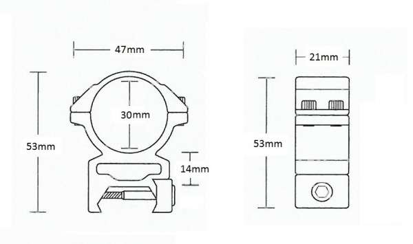 Matchmount Weaver /2pc double screw/ 30mm High