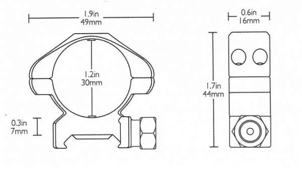 Precision Steel Ring Mounts Weaver (2pcs /30mm Medium, With Nut)