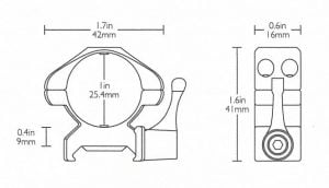 Precision Steel Ring Mounts Weaver (2pcs /1" Medium, With Lever)