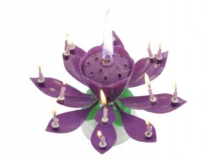 Kvetinová hrajúca narodeninová sviečka v tvare lotosu