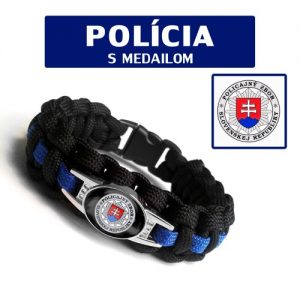 Paracord náramok na prežitie s medailónom POLÍCIA